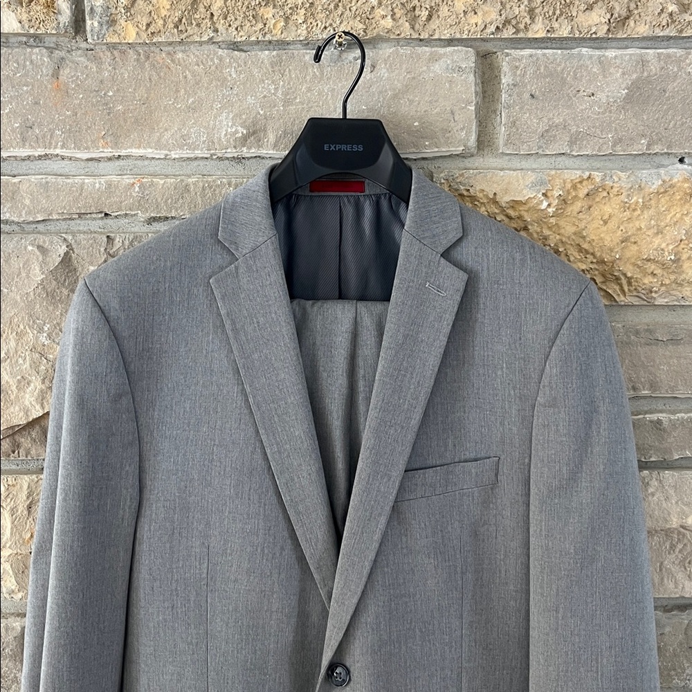 ALFANI Slim Fit Classic Gray Suit Pants Size 33x32 & Blazer Size 40L - Picture 3 of 16